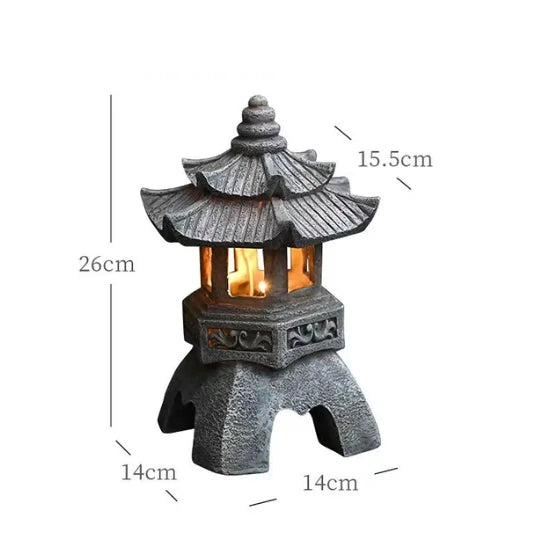 Lanterna Pagoda Japonesa Solar à Prova d'Água para Decoração de Jardim ao Ar Livre com Luminiscência Automática Estilo Zen
