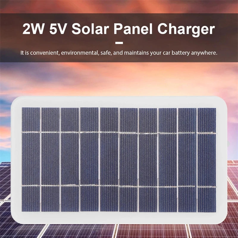 Painel solar de 2w 5w com usb, à prova d'água, caminhadas ao ar livre e acampamento, bateria portátil, banco de carregamento de celular, 5v
