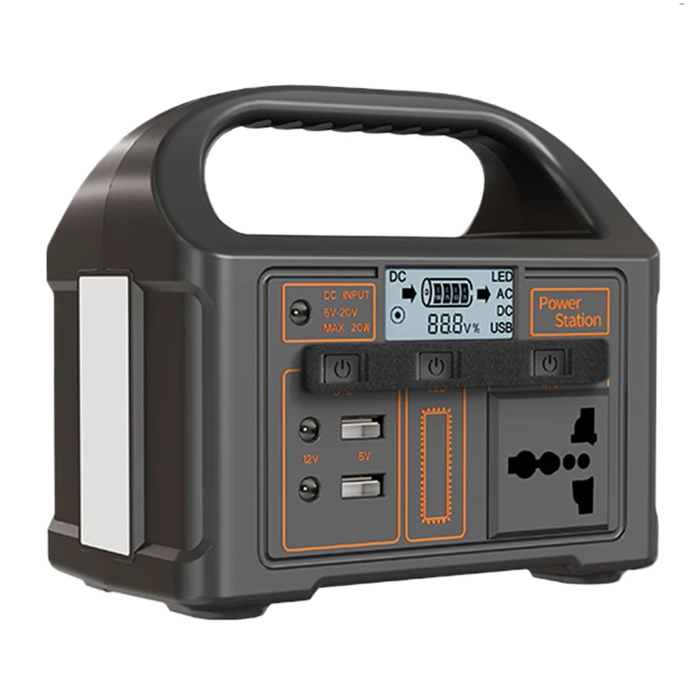 Estação de energia solar portátil, Outdoor Camping Power Bank, Display LED, Gerador portátil ao ar livre, Banco de energia da bateria, 100W, 110V, 220V