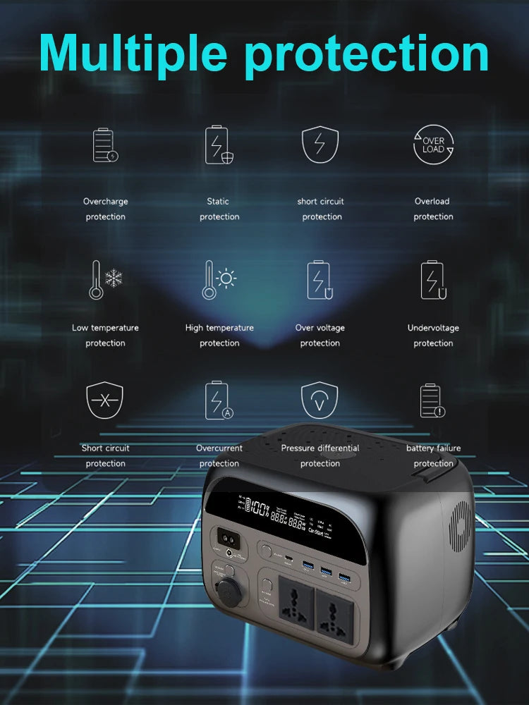 Estação de energia portátil Ctolity, LiFePO4 bateria, gerador solar, carregamento sem fio, equipamento de acampamento, 345Wh, 500W, 220V, 108000mAh