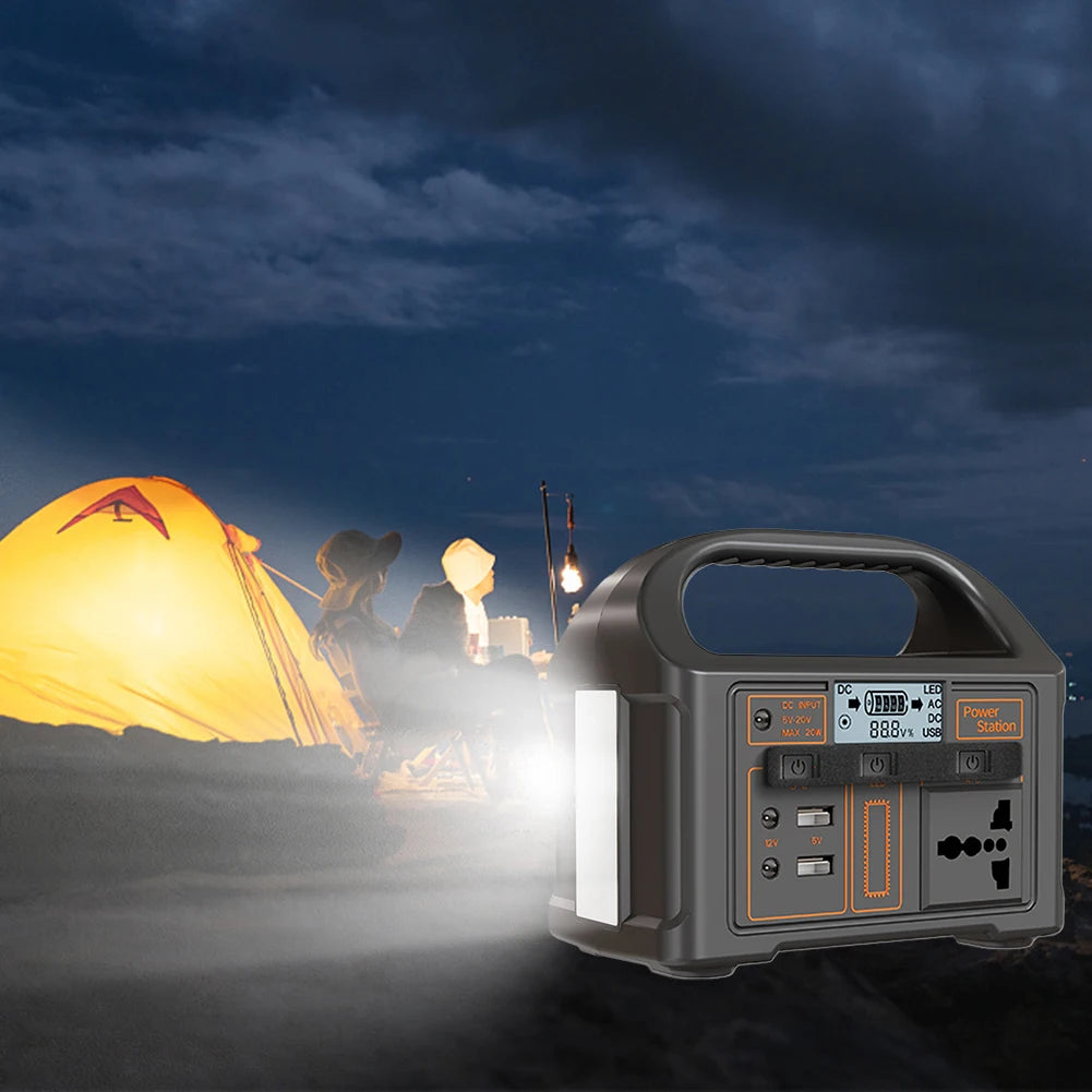 Estação de energia solar portátil, Outdoor Camping Power Bank, Display LED, Gerador portátil ao ar livre, Banco de energia da bateria, 100W, 110V, 220V