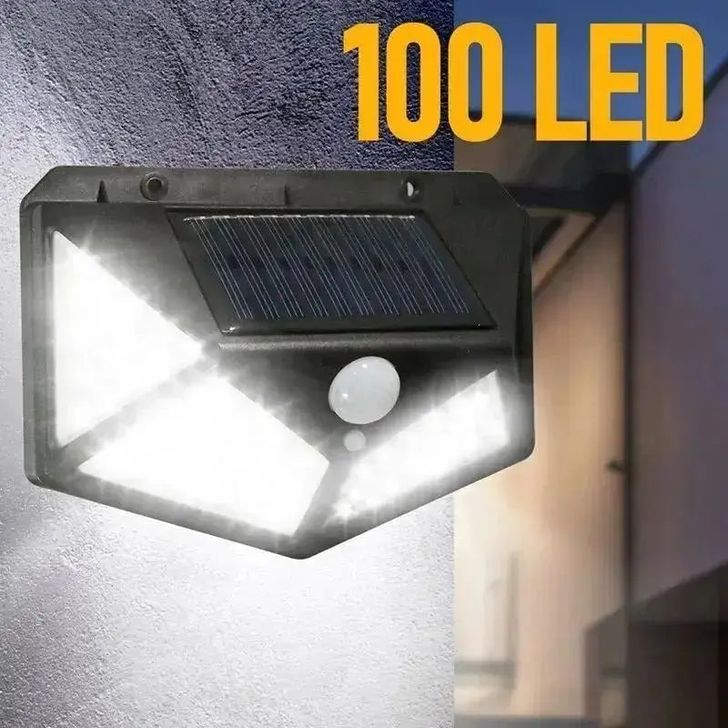 100 LED Lâmpada de parede solar externa à prova d'água PIR Sensor de movimento Luz solar movida a energia solar Luz de rua para decoração de jardim