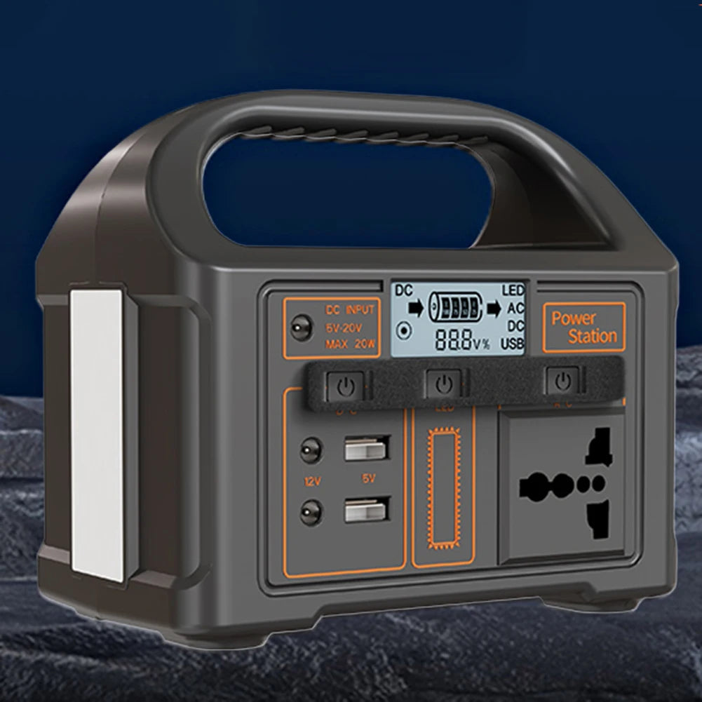 Estação de energia solar portátil, Outdoor Camping Power Bank, Display LED, Gerador portátil ao ar livre, Banco de energia da bateria, 100W, 110V, 220V