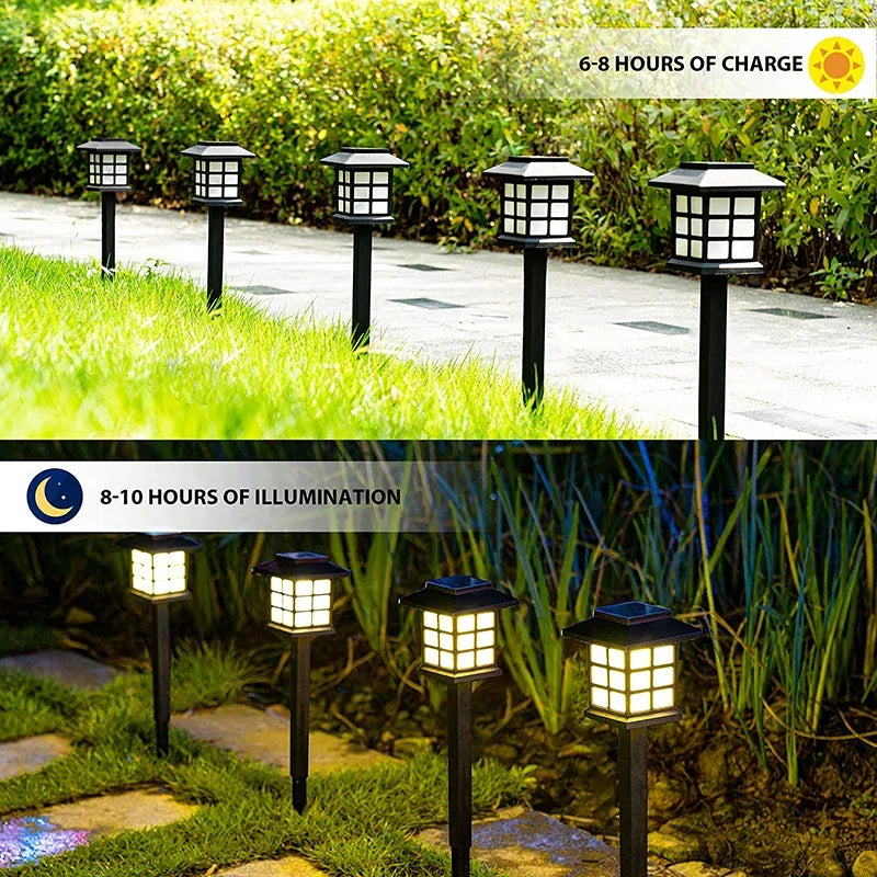 2/4/6/8 pçs solar led caminho luzes ao ar livre à prova dwaterproof água passarela jardim decoração lâmpada de rua para paisagem quintal pátio garagem