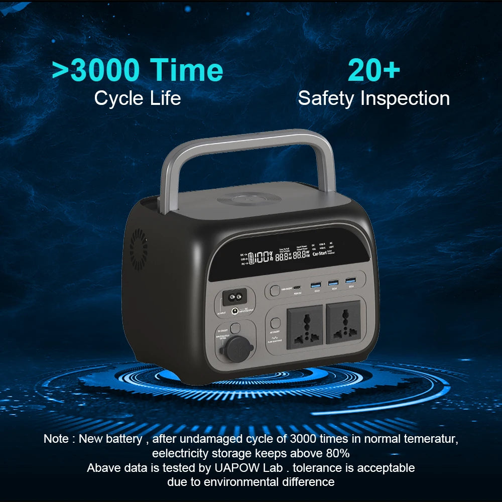 Estação de energia portátil Ctolity, LiFePO4 bateria, gerador solar, carregamento sem fio, equipamento de acampamento, 345Wh, 500W, 220V, 108000mAh