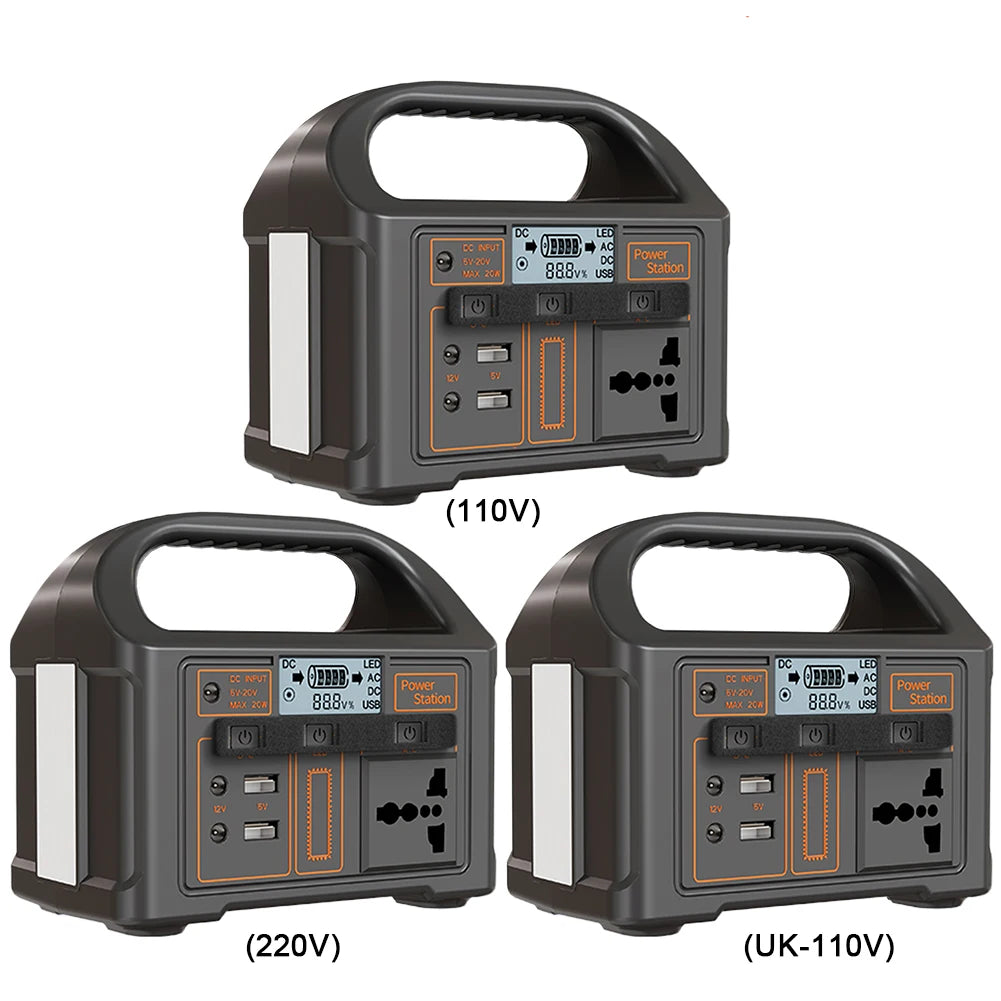 Estação de energia solar portátil, Outdoor Camping Power Bank, Display LED, Gerador portátil ao ar livre, Banco de energia da bateria, 100W, 110V, 220V