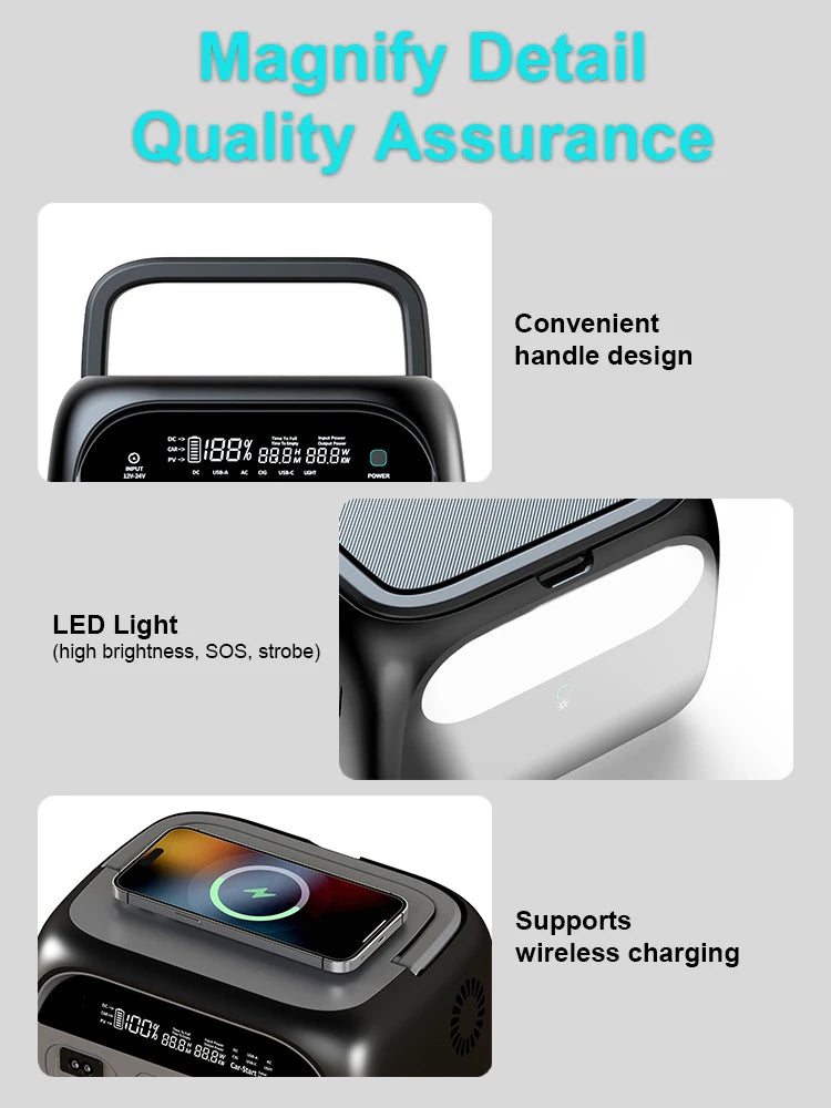 Estação de energia portátil Ctolity, LiFePO4 bateria, gerador solar, carregamento sem fio, equipamento de acampamento, 345Wh, 500W, 220V, 108000mAh