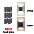1 ~ 6 pçs luz solar ao ar livre para cima e para baixo arruela de parede luz à prova dwaterproof água lâmpada solar jardim rua varanda quintal escadas cerca decoração