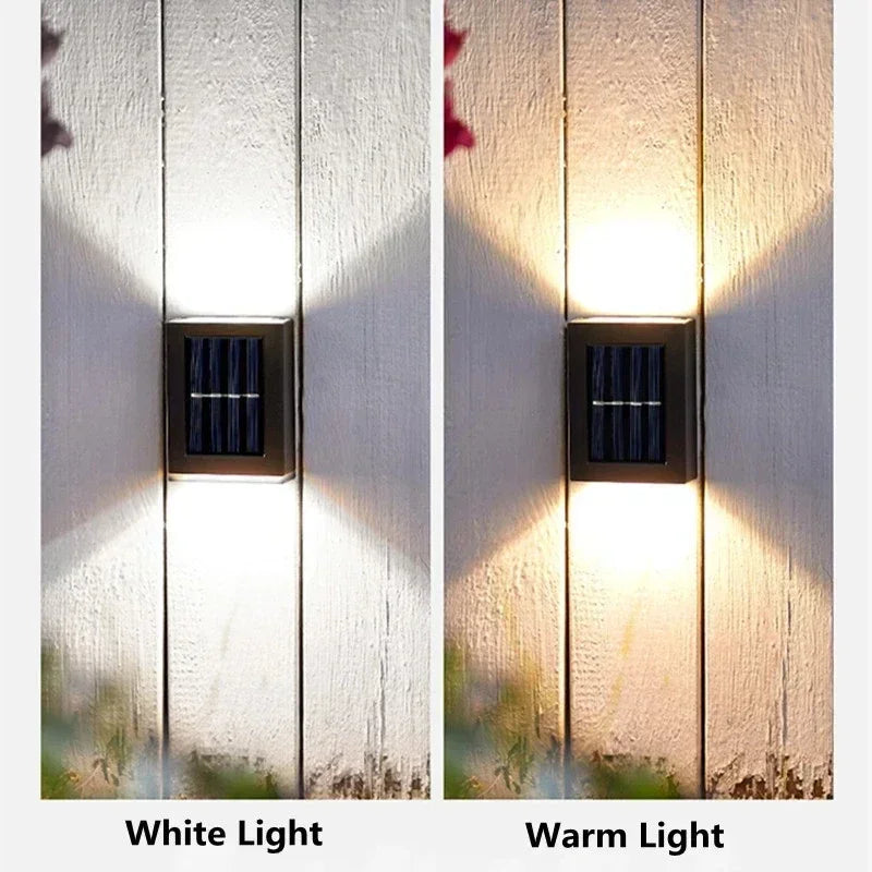 1 ~ 6 pçs luz solar ao ar livre para cima e para baixo arruela de parede luz à prova dwaterproof água lâmpada solar jardim rua varanda quintal escadas cerca decoração