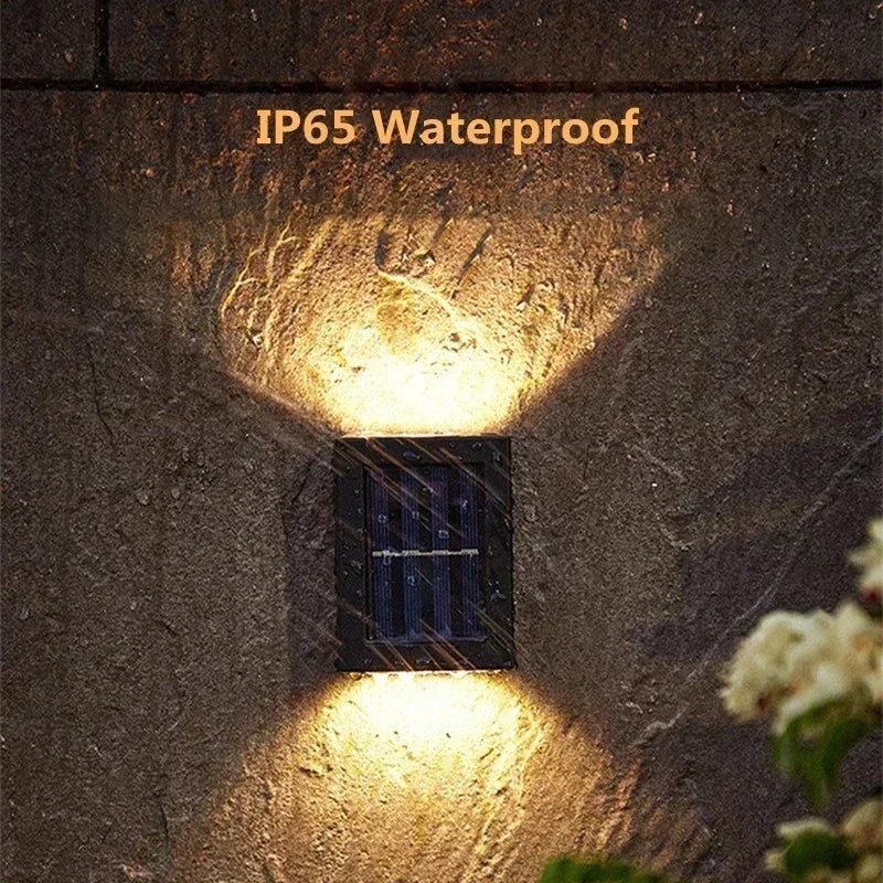 1 ~ 6 pçs luz solar ao ar livre para cima e para baixo arruela de parede luz à prova dwaterproof água lâmpada solar jardim rua varanda quintal escadas cerca decoração