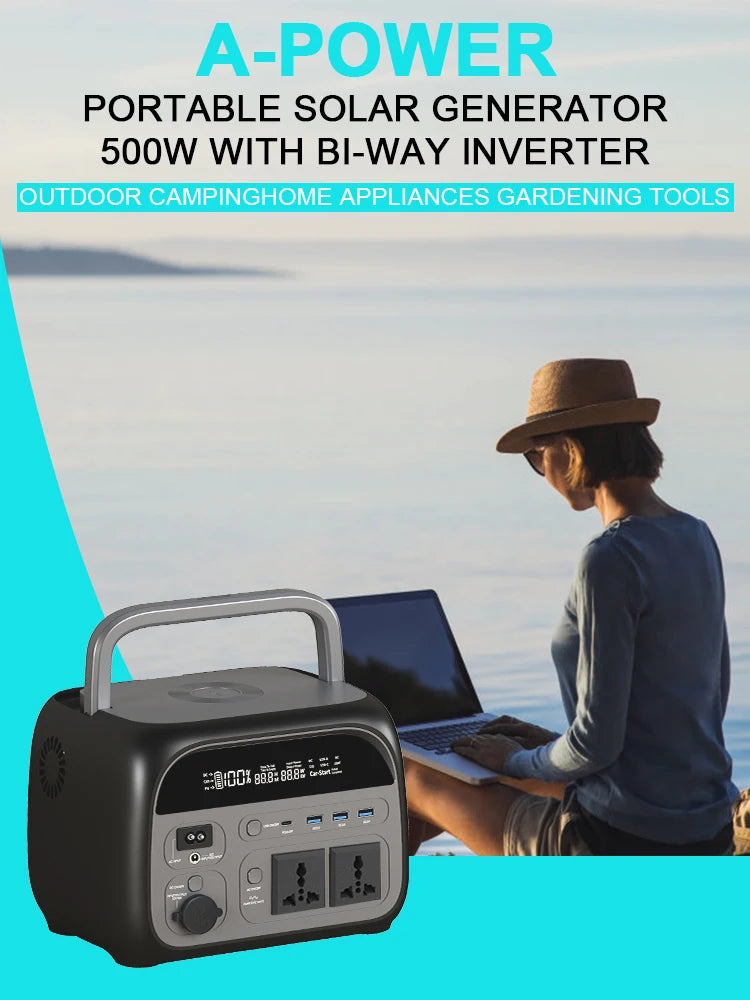 Estação de energia portátil Ctolity, LiFePO4 bateria, gerador solar, carregamento sem fio, equipamento de acampamento, 345Wh, 500W, 220V, 108000mAh